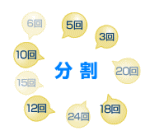 分割回数(3回 5回 6回 10回 12回 15回 18回 20回 24回)